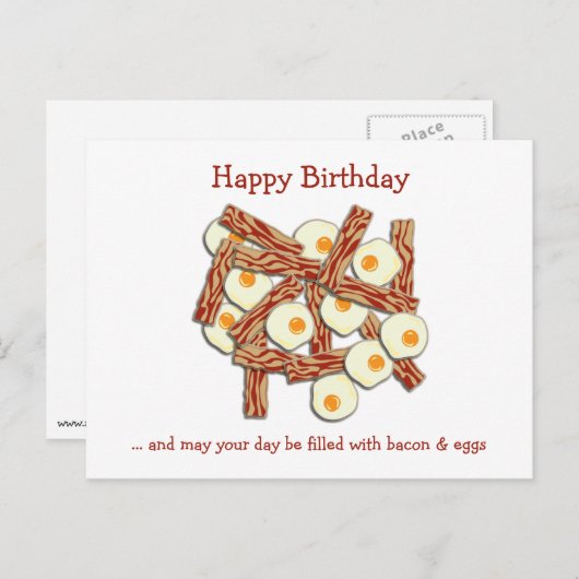 Bacon en eieren Happy Birthday Briefkaart (Voorkant / Achterkant)