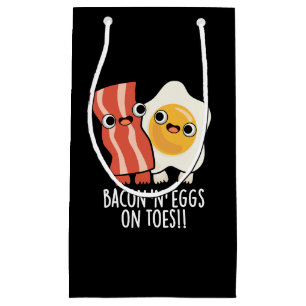 Bacon en eieren op tenen Funny Toast grap donkere Klein Cadeauzakje