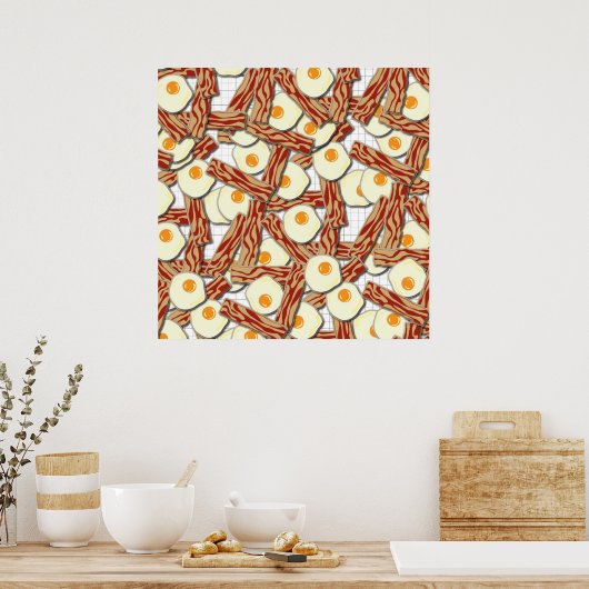 Bacon- en eierspatroon poster (Keuken)