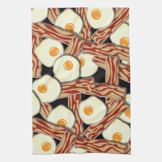 Bacon- en eierspatroon theedoek (Verticaal)