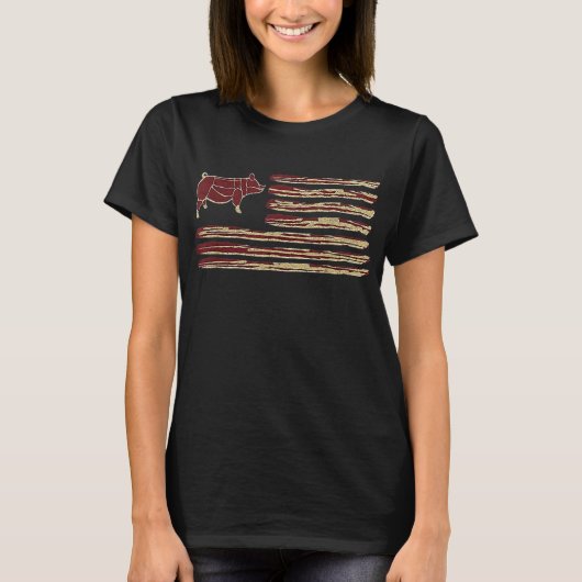 Bacon Flag Pig  T-Shirt (Voorkant)