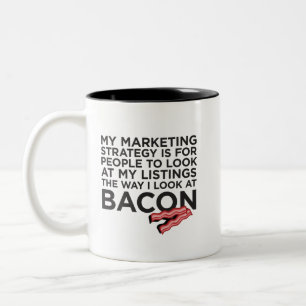 Bacon Funny Real Estate Quote Tweekleurige Koffiemok