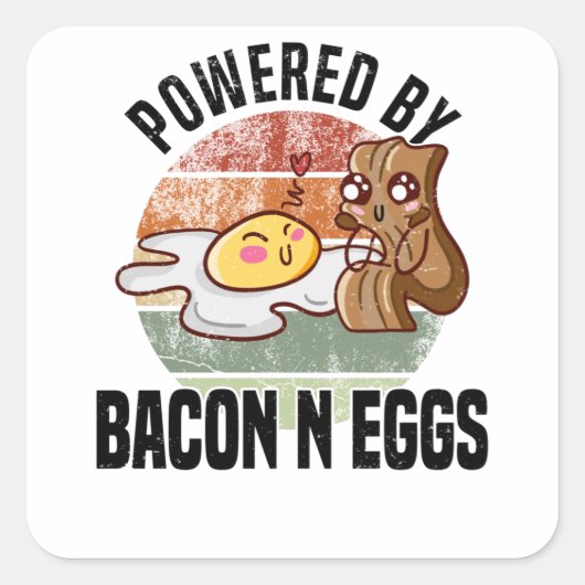 Bacon Ham Diet Breakfast Bacon Fan Fried Egg Vierkante Sticker (Voorkant)