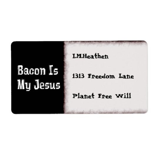 Bacon is mijn Jezus Etiket (Voorkant)