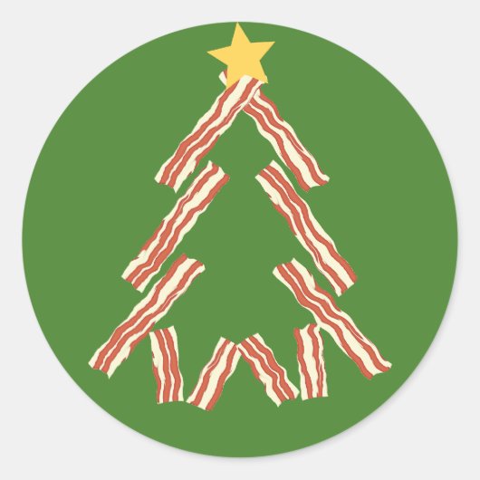 Bacon kerstboom ronde sticker (Voorkant)