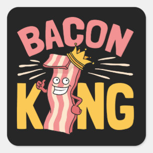Bacon Koning Liefhebber Mannen Vierkante Sticker