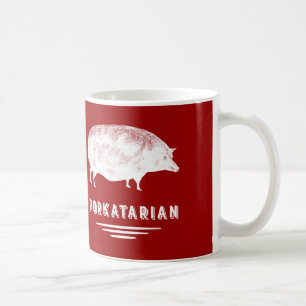 Bacon Lover Porkatarian  Pig Red en White Koffiemok