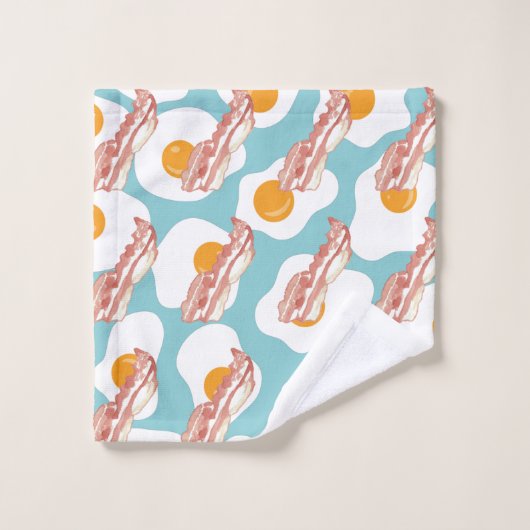 Bacon mignon et Motif d'oeufs | Monogramme (Gant de toilette)