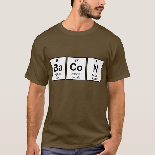 Bacon Periodic Table Element Symbolen T-shirt (Voorkant)