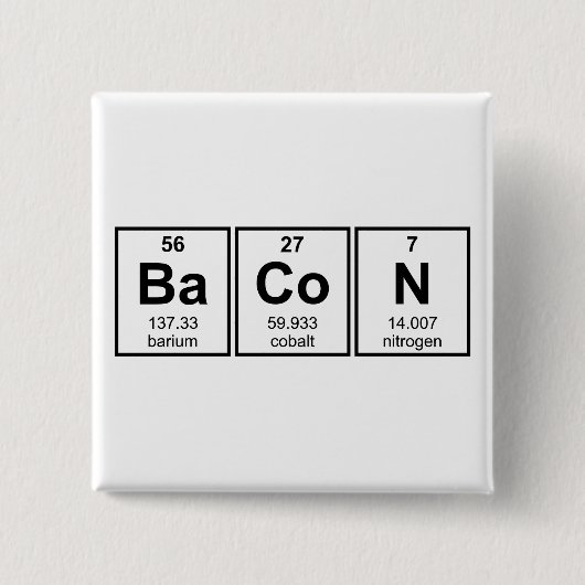 Bacon Periodic Table Element Symbolen Vierkante Button 5,1 Cm (Voorkant)