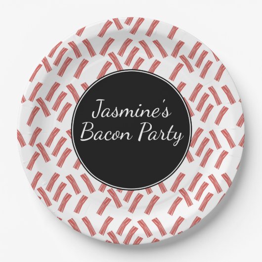 Bacon Strip Birthday Party any Age Papieren Bordje (Voorkant)