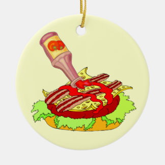 Bacon swiss cheeseburger met ketchup keramisch ornament
