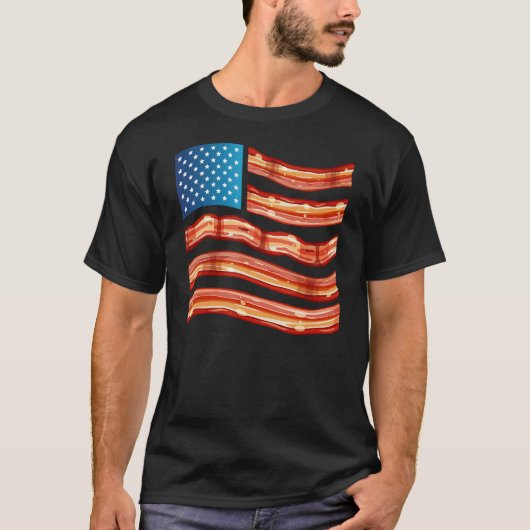 Bacon  Tee Meat    USA Flag T-shirt (Voorkant)