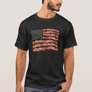 Bacon Vlag USA Gedroogde Varkens VS Grappig 4e Jul T-shirt