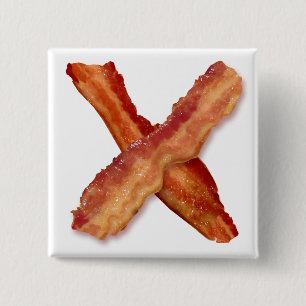 Bacon X O X LOVE Vierkante Button 5,1 Cm