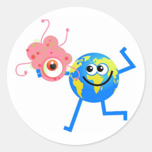 Bacteria Wereldbol Ronde Sticker