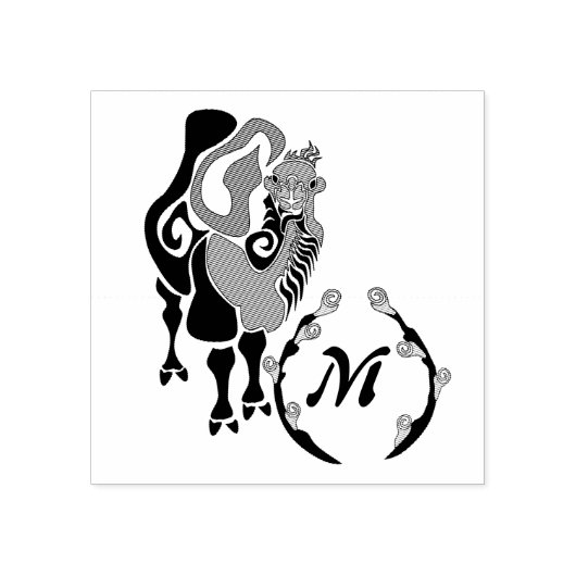 Bactrian Camel Monogram Rubberstempel (Afrduk)