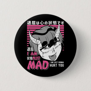 Bad Anime Girl Otaku Angry Manga Devil Ronde Button 5,7 Cm
