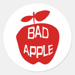 Bad Apple Fun Fruit Slogan Ronde Sticker