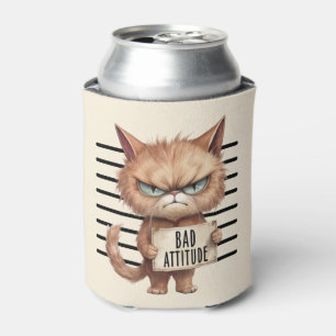 Bad Attitude Cat Mugshot – Grappig katachtig ontwe Blikjeskoeler
