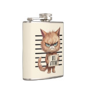 Bad Attitude Cat Mugshot – Grappig katachtig ontwe Heupfles (Rechts)