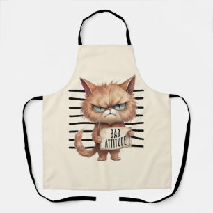 Bad Attitude Cat Mugshot – Grappig katachtig ontwe Schort
