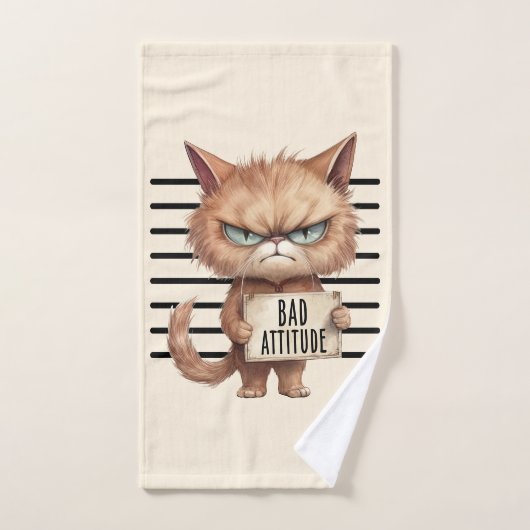 Bad Attitude Chat Mugshot - Drôle Feline Design (Serviette à main)