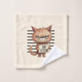 Bad Attitude Chat Mugshot - Drôle Feline Design (Gant de toilette)