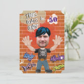 Bad Boy 50th Mannen Birthday Funny Face Cut-out Kaart (Staand voorkant)