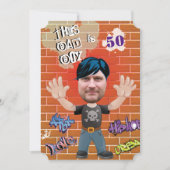 Bad Boy 50th Mannen Birthday Funny Face Cut-out Kaart (Voorkant)