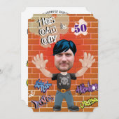 Bad Boy 50th Mannen Birthday Funny Face Cut-out Kaart (Voorkant / Achterkant)