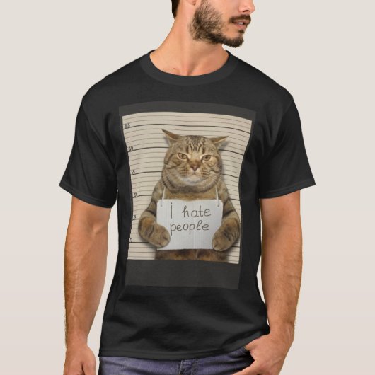 Bad Cat I Hate People T-shirt (Voorkant)