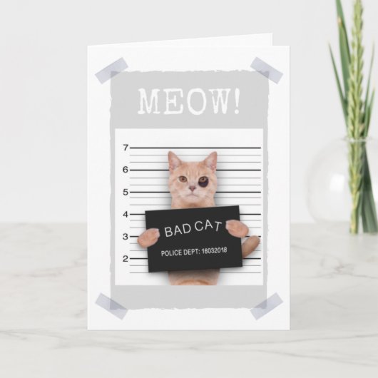 BAD CAT Police Mugshot - MEOW! Carte (Devant)