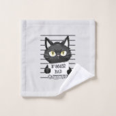 Bad Cattitude - Mugshot de chat noir (Gant de toilette)