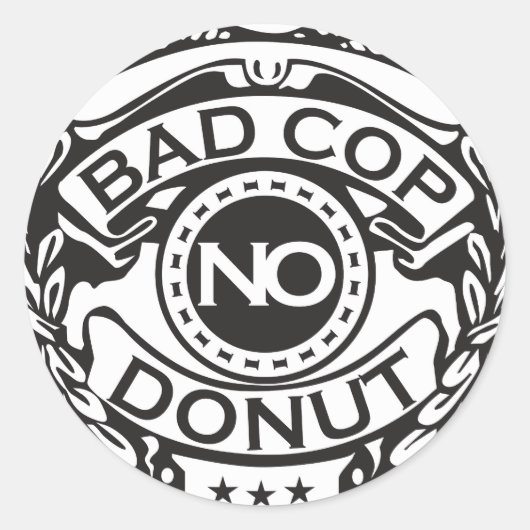 Bad Cop No Donut - Black Ronde Sticker (Voorkant)