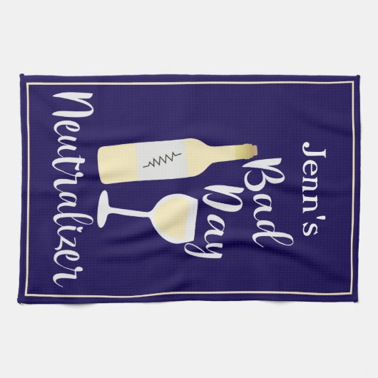 Bad Day Navy Humorous Wine Quote Design Theedoek (Horizontaal)