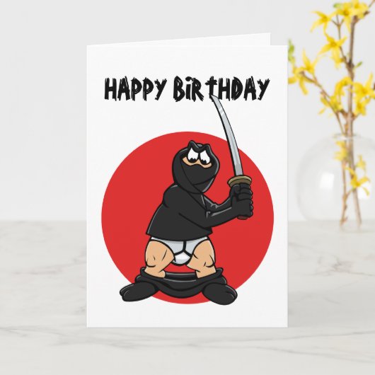 Bad Day Ninja Verjaardagskaart Kaart (Gele Bloem)