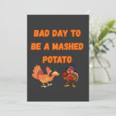 "BAD DAY TO BE A MASHED POTATO" BEDANKKAART (Staand voorkant)