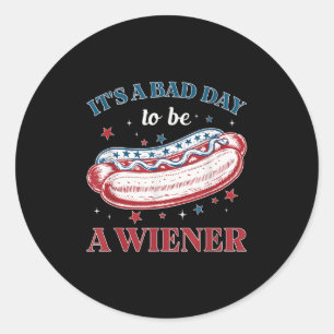 Bad Days Hotdog Wiener 4th July Patriottisch Onafh Ronde Sticker