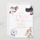 Bad DEUX L'Os Chiot Invitation Anniversaire (Devant)