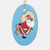Bad Dog Bites Black Santa op Butt Keramisch Ornament (Links)