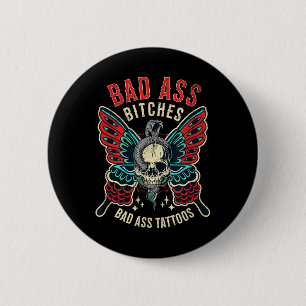 Bad Es getatoeëerde vrouwen Empowered Retro Tattoo Ronde Button 5,7 Cm