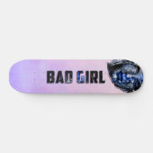 Bad Girl Pink Blue Grey Skateboard (Horizontaal)