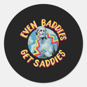 Bad Girl Sad Baddie Geestelijke Gezondheid Zelfzor Ronde Sticker