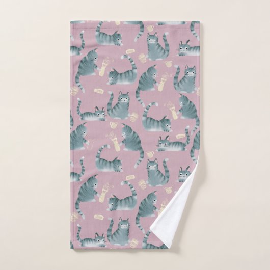 Bad Grey Tabby Chats Frapper Tout (Serviette à main)