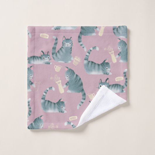 Bad Grey Tabby Chats Frapper Tout (Gant de toilette)