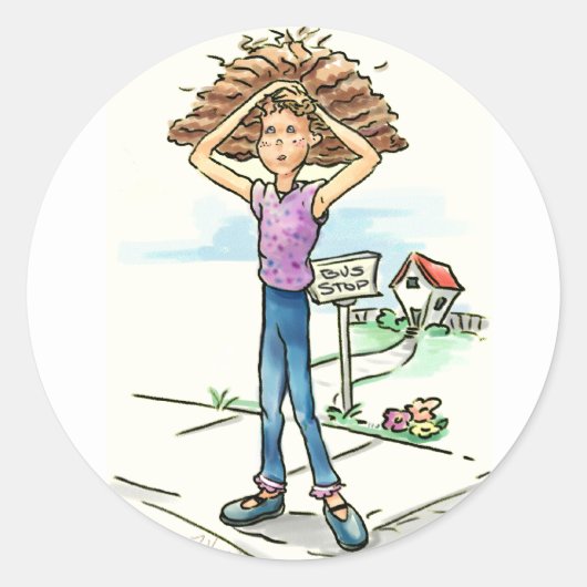 Bad Hair Day Ronde Sticker (Voorkant)