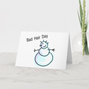 Bad Hair Day Snowman Feestdagen Kaart