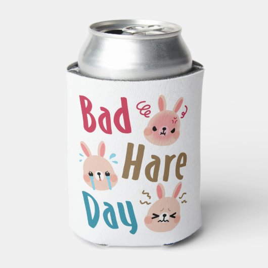 Bad Hare Day Funny Bunny Rabbit Kawaii Pasen Blikjeskoeler (Blikje Voorkant)