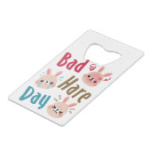 Bad Hare Day Funny Bunny Rabbit Kawaii Pasen Kredietkaart Flessenopener (Achterkant Gekanteld)